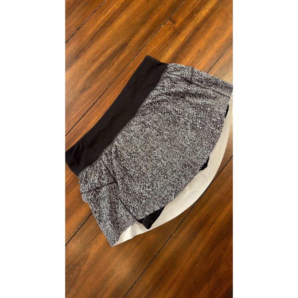 Lululemon Pace Rival Skirt Black White Static Print Athletic Skort Women Size 4 - Picture 6 of 14